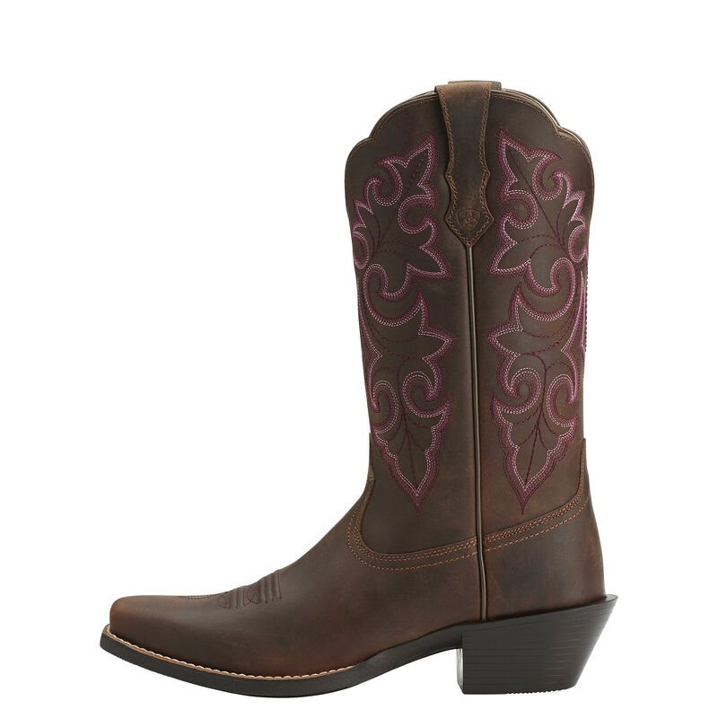 Ariat Round Up Square Toe Kahverengi Western Csizma Bayan (33638-665)